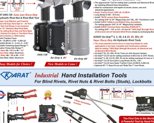 Industrial Air-Hydraulic Installation Tools for Blind Rivets, Lock Bolts, Rivet Nuts & Rivet Bolts (Studs) Industrial Super Heavy-Duty Hand Installation Tool for setting Lock Bolts and Blind Rivets(KARAT INDUSTRIAL CORPORATION )