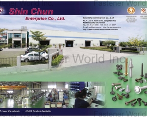 Automotive Screws, Chipboard Screw, Collated Screw, Concrete Screws, Customized Screws, Drywall Screws, Machine Screws, One Way Screws, Plastic Screws, Self Drilling Screws, SEMS Screws, Self Tapping Screws, Thread Forming Screws, Terminal Screw, Window Screws, ColorGuard®, Winer Screw®(SHIN CHUN ENTERPRISE CO., LTD. )